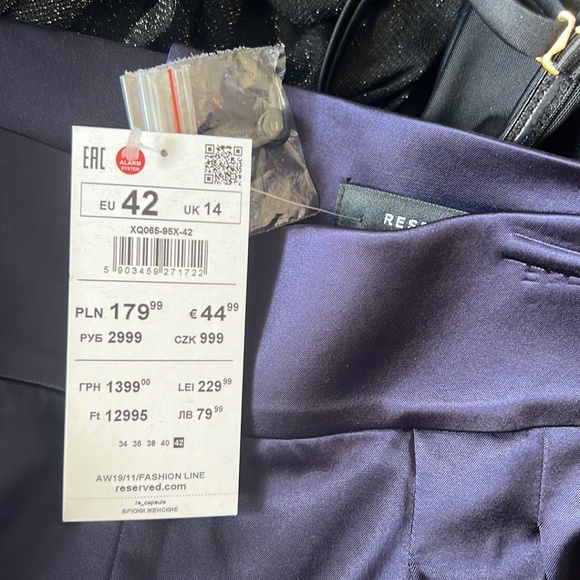 RESERVED Europe purple satin trouser size 8 - Picture 6 of 7